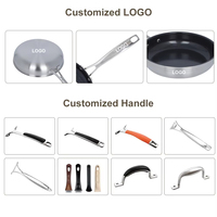 Ensemble de poêles de cuisine en acier triple couche pour restaurant, poêle à frire antiadhésive avec poignée, utilisable sur cuisinière à gaz et à induction