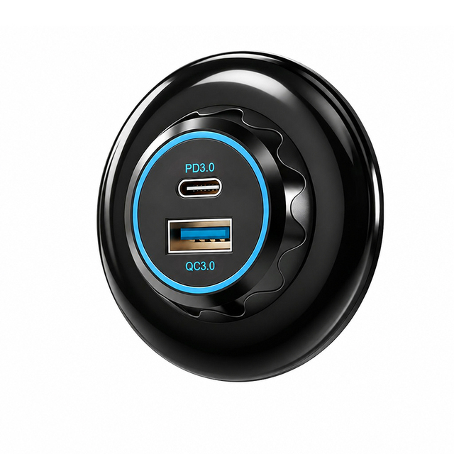 Factory 48W Surface Mount Car Fast Charger Design Quick Charge 3.0 Type C USB Charger Socket 12 24 Volt Power Charger Socket