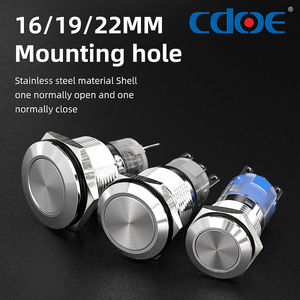 ปุ่มกดป้องกันการกดปุ่มสเตนเลส12V 22มม. สลัก1NO1NC หัวแบน IP67 - Product Image 2