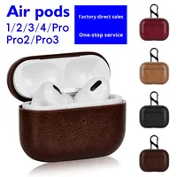 Étui en cuir sans fil pour écouteurs 4 3 2 Pro 2 3, étui de protection pour écouteurs Pro 3 2 en similicuir fait main couleur unie
