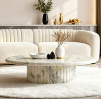 Table basse ronde en marbre rose moderne et minimaliste, facile à nettoyer, pour la maison