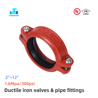 Raccord rainuré en fonte ductile FM UL 4 pouces, raccord en T mécanique, raccords de tuyauterie rainurés pour système d'extinction d'incendie par sprinklers