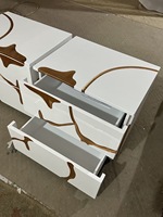 Table console moderne de luxe de style antique, armoire d'entrée haut de gamme en métal or blanc brillant, cave à vin TV pour le salon