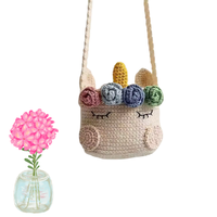 Sac fourre-tout vintage d'été tendance, motif licorne au crochet mignon, fait main, 100% coton biologique, pompon, prix bas, vente en gros, Vietnam