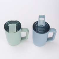 Mug à café personnalisé avec logo, 15 oz, avec poignée, double paroi, en acier inoxydable 304, couvercle anti-fuite, tasse à café portable pour voiture et voyage