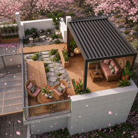 Gazebo de Aluminio con Recubrimiento en Polvo para Exteriores, Pérgola con Techo de Láminas Motorizadas, Diseño Ecológico y Duradero, Resistente al Agua y al Viento, con LED