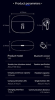 Écouteurs Bluetooth Y90 Pro3 ANC & ENC à réduction de bruit avec affichage LED intégré, certifiés CE FCC Rohs, 350 mAh, 21H, écouteurs sans fil TWS