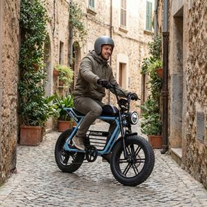 Vélo électrique rétro à pneus larges avec longue banquette, idéal pour la balade sur les pavés et les visites des quartiers historiques - Product Image 4