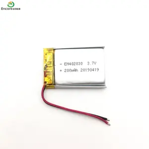 Fonte de alta performance recarregável célula li ion 402030 0.74wh 3.7v 200mah bateria de polímero de lítio