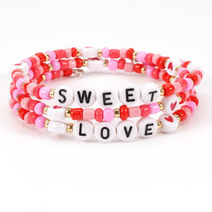Bracelets romantiques perlés Love Xoxo Kiss Me Sweet en argile céramique, bijoux cadeau pour femme - Product Image 6