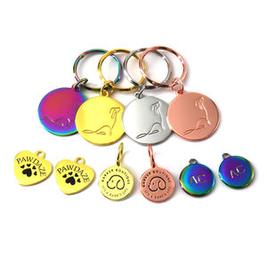 Etiquetas de Metal con logotipo personalizado para perro, nombre de identificación de mascota grabado, Collar, forma personalizada, gran oferta - Product Image 2