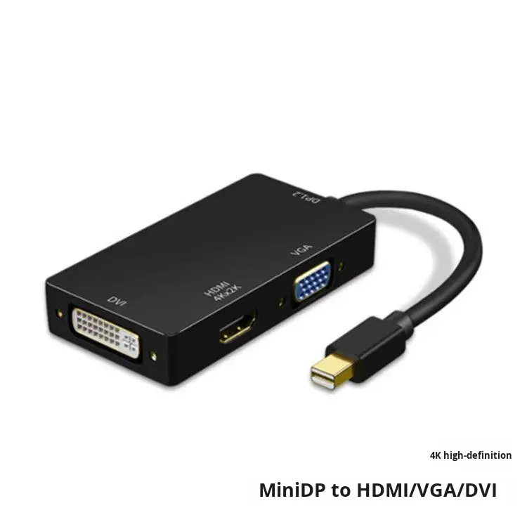 Adaptateur mini dp 3-en-1 noir 4k