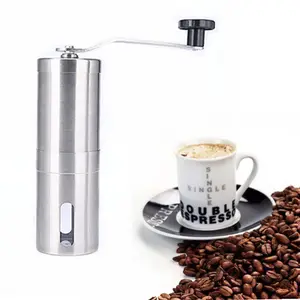 Wholesale portable small manual stainless steel coffee grinder with mini conical burr for spice bean hand brew espresso maker