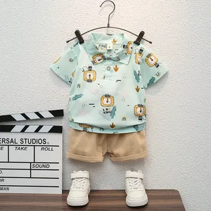 2022 New summer toddler Star boy's hawaiian shirt boy white shirt boy clothes set baju budak borong murah newborn baby clothes
