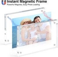 Cadre photo magnétique transparent autoportant en plastique double face pour décoration de table de salon