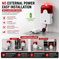 Détecteur de fuite d'eau alimenté par batterie, alarme sonore et lumineuse 110 dB avec double sonde métallique pour la protection contre les inondations des équipements DS-103B