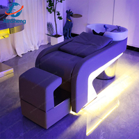 Offre Spéciale moderne en cuir haute densité éponge beauté Salon de coiffure lit salon de coiffure bassin meubles lavabo bol shampooing chaise
