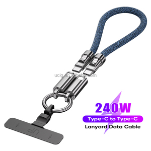 Câble de lanière de téléphone 240W | <span class=keywords><strong>USBC</strong></span> vers <span class=keywords><strong>USBC</strong></span> Nylon tressé 5A charge rapide 30cm dragonne câble de lanière de données - Product Image 2