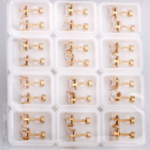 Elegant Stainless Steel <b>Stud</b> <b>Earring</b> for Women 6mm Shining Zircon <b>Earrings</b> 18K Gold Plated <b>Earrings</b> Jewelry - Product Image 2