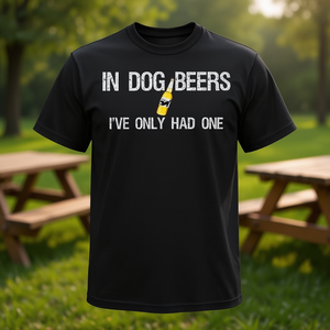 Camiseta In Dog Beers I've Only Had One, negra, unisex, para adultos, cuello redondo, manga corta, serigrafiada, promocional - Product Image 3