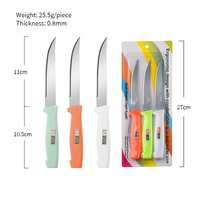 Ensemble de 3 couteaux à steak dentelés, couteau à fruits de cuisine, vente en gros, manche en plastique, couteaux en acier inoxydable
