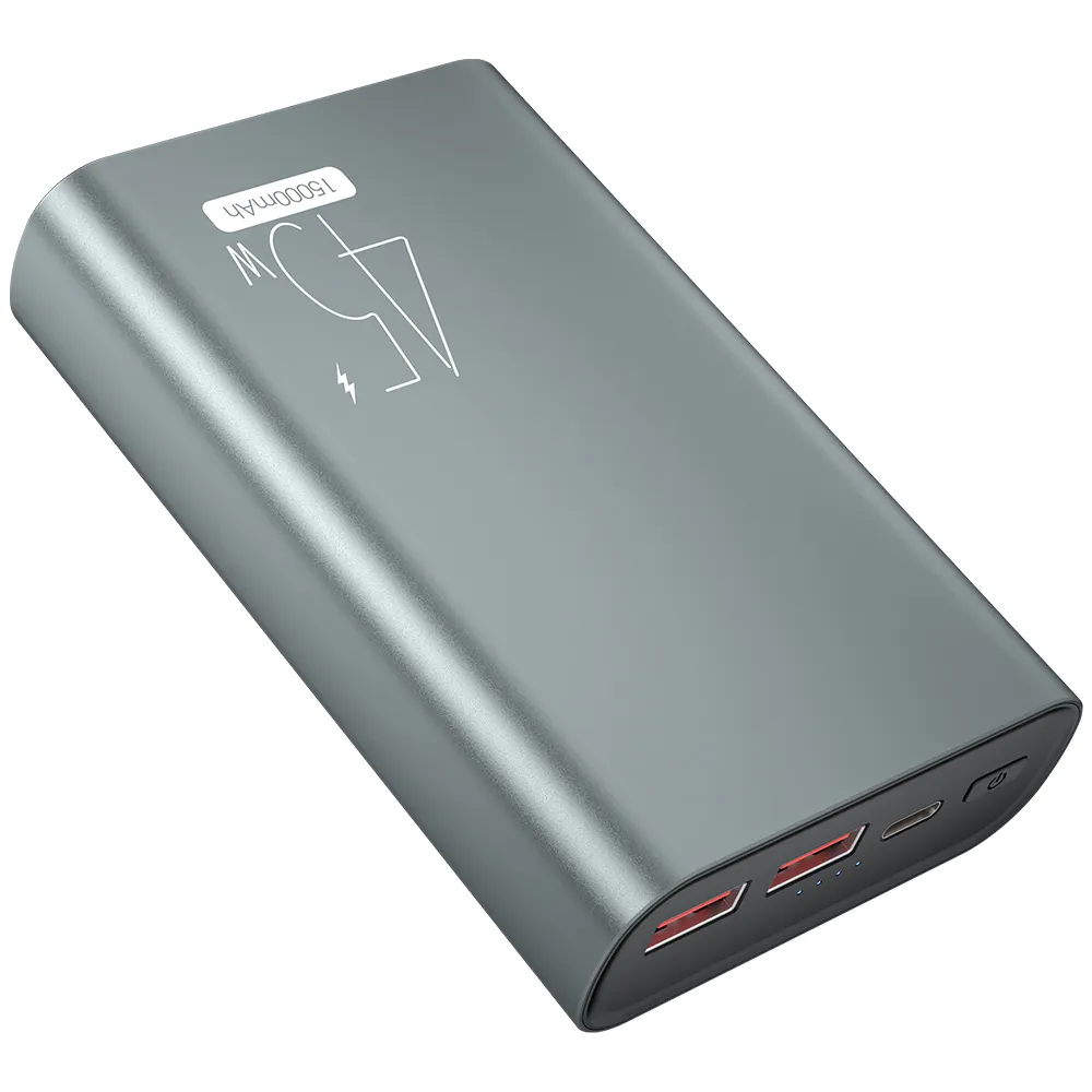 Chargeur Portable en aluminium 45W USB C Power Bank charge rapide avec 15000mAh PD QC batterie externe de téléphone