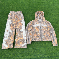 Survêtements surdimensionnés personnalisés avec camouflage et appliques Ensemble pantalon de survêtement et sweat à capuche évasés de camouflage pour hommes