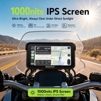 Caméra de tableau de bord pour moto Aoocci C6 Pro 6,25 pouces 1000 Nits, double 1080P, étanche, sans fil, CarPlay, enregistreur de navigation pour moto
