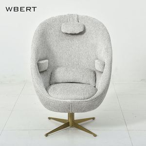 Wbert เก้าอี้เปลือกไข่แบบนอร์ดิก-โซฟาดีไซน์เดี่ยวพร้อมไฟฟีเจอร์หมุนได้หรูหราสำหรับห้องนั่งเล่นรับประทานอาหารหรือระเบียง - Product Image 3