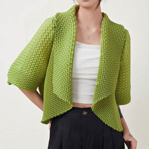 Miyake 2025 Women's Breathable <b>Vintage</b> Casual <b>Cardigan</b> Coats European American Style Three-Dimensional Pleated Top Large - Product Image 4