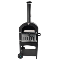 Barbecue d'extérieur haut de gamme BENSUN M03138 en acier thermolaqué, four à pizza à bois sur chariot pliable avec protection haute pression