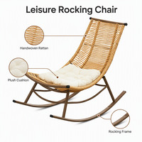 Fauteuil à bascule de jardin ergonomique et robuste en rotin PE écologique avec structure en fer, directement de l'usine
