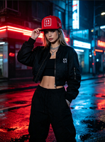 Topi Snapback 5 Panel yang Dapat Disesuaikan dengan Bagian Depan Kain & Bagian Belakang Jaring Bernapas, Gaya Sporty untuk Hip-hop Jalanan, Skateboarding, dan Penggunaan Sehari-hari