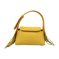 Étui portable en cuir véritable avec pompon pour femme, petit sac de rangement, cadeau tendance, pour écouteurs de voyage, mini Airpods, porte-monnaie