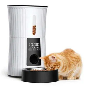 Alimentador automático para mascotas, alimentador para gatos, dispensador de alimentos secos para mascotas, triple conservación con tazón de acero inoxidable, alimentador para perros