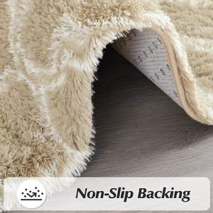 Alfombra peluda moderna natural para sala de estar, alfombras grandes lavables, alfombra esponjosa, alfombra peluda personalizada y alfombra de poliéster a cuadros - Product Image 4