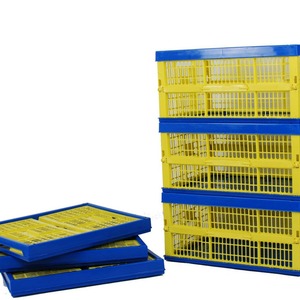 Caisse en plastique pliable noire avec bord vert, empilable, pour le jardin et l'agriculture - Product Image 3