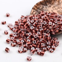Manik-manik Kaca Bohemian Bergaris Motif Labu 5mm, Kemasan Besar 450g untuk Pembuatan Perhiasan Gelang DIY