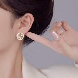 Sweet Dripping Oil Zircon Tulip Butterfly 925 <b>Silver</b> <b>Stud</b> <b>Earrings</b> Trendy Simple Style Genuine Gold Electroplating Women Gift - Product Image 4