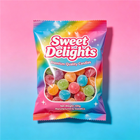 Pochette à fermeture centrale imprimée sur mesure, résistante à l'humidité, pour l'emballage de pop-corn gourmet, de chewing-gum, d'aliments pour animaux de compagnie et de collations