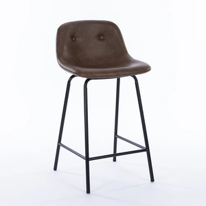 ZY-8082 Sgabelli da Bar Alti in Pelle Marrone con Gambe in Metallo e Poggiapiedi, Vendita all'Ingrosso di Fabbrica - Product Image 3