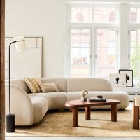 Table basse et canapé en bois massif en forme de noyer, style moderne du milieu du siècle, meubles minimalistes pour salon, pour hôtel et appartement