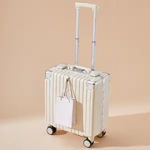 Beautiful Aluminum Frame Multi-function Carry On Luggage Mini USB Charging Port Suitcase Cabin Luggage Children's Luggage