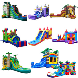 Structure <span class=keywords><strong>gonflable</strong></span> commerciale combinée avec toboggan aquatique, thème tropical, <span class=keywords><strong>château</strong></span> <span class=keywords><strong>gonflable</strong></span> pour la location événementielle - Product Image 1
