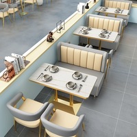 Ensemble de table et chaises de salle à manger en pierre frittée, style moderne, pour hôtel, café, restaurant musical, bar à canapés, restaurant à thème