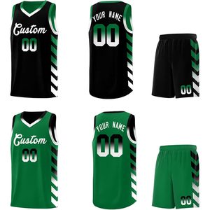 Ensemble de maillots de basket-ball réversibles personnalisés, unisexe, adulte, col en V, respirant, impression sublimée, nom de l'équipe, numéro, logo - Product Image 1
