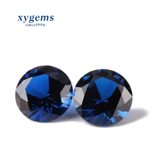 Buy from whuzhou round shape 3mm 113# blue sapphire synthetic spinel faceted rough gemstones product for luxury jewelry making
