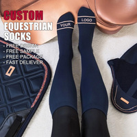 Échantillon gratuit Chaussettes à bottes équestres au genou Sublimation personnalisée imprimée pour l'équitation Logo positionné en bas