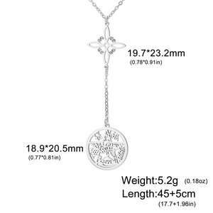 Collier à double pendentif en acier inoxydable simple Chaîne de clavicule Tendance Étoile à cinq branches Noeud de sorcière Conception creuse pour hommes femmes - Product Image 6
