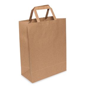 <b>Medium</b> <b>Brown</b> Kraft Paper Takeout Bag Handles Eco-Friendly Digital Lamination Wholesale for Lunch Shopping Groceries Candle Use - Product Image 3